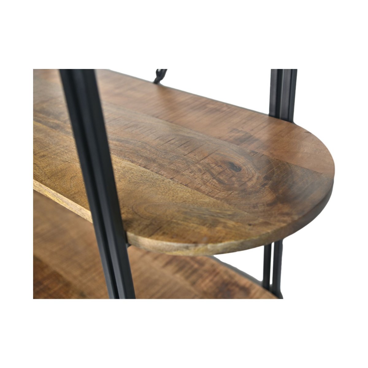 Wall cabinet 4 Planken 130x39x140 Metaal/Mangohout Naturel/Zwart