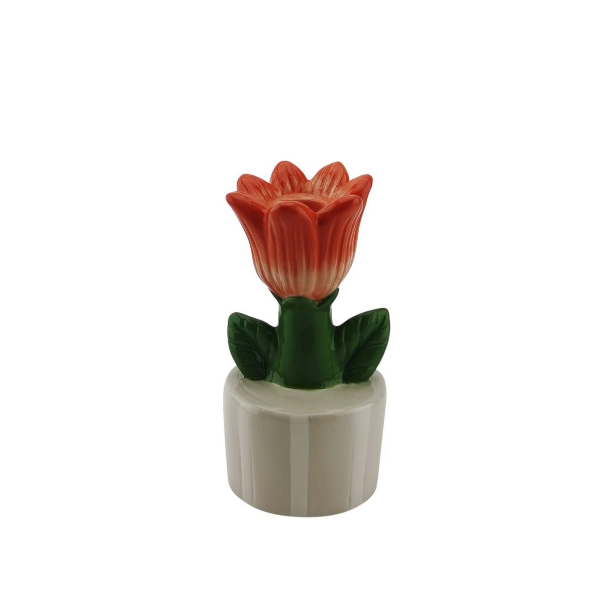 Kaarsenhouder Tulp zand/oranje 9x8,5x17,5 cm