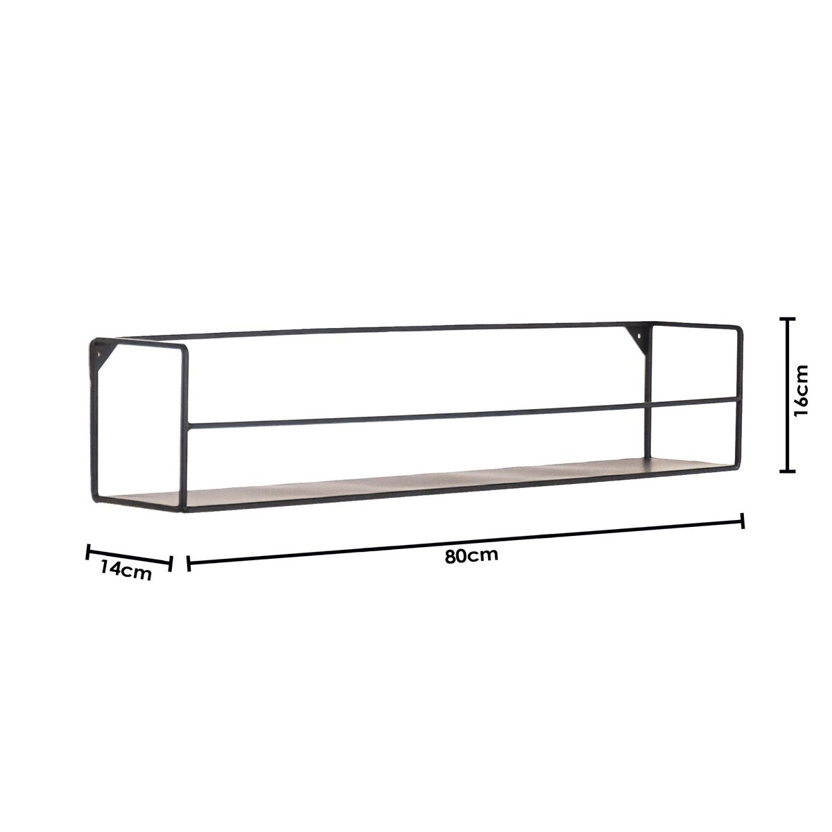 Wandplanken Zwart Metaal 40x14x16/80x14x16cm Set 2