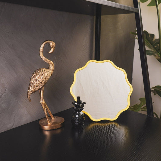 Spiegel Make up rond metaal neon geel 25x1x25cm