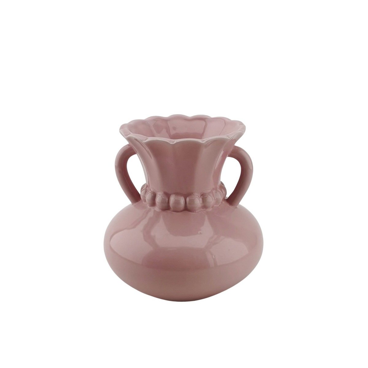 Vaas parelhals steengoed lichtroze 14x14x15cm