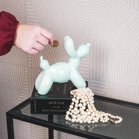 Ornament Spaarpot Ballon Hond Mintgroen 17x7x17cm