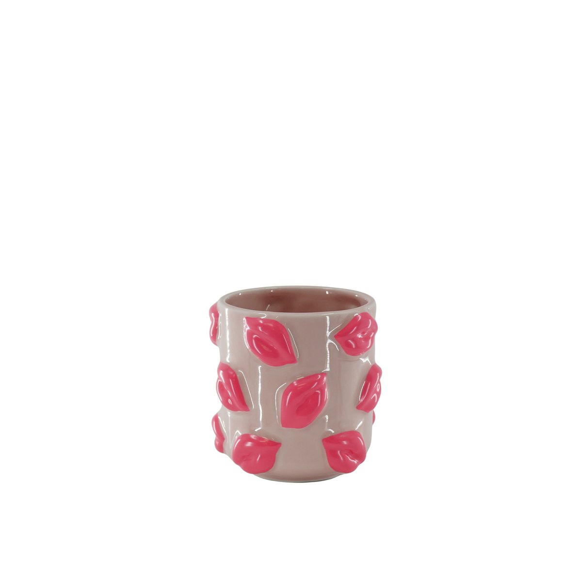 Pot - Kusjes - Keramiek - Roze -11x11x11,5cm
