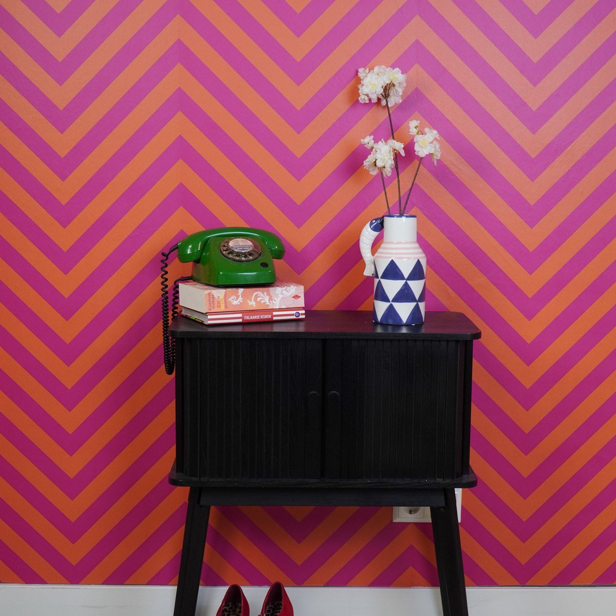 Vaas Vissen Blauw/Wit/Roze 14x11x21,5 cm