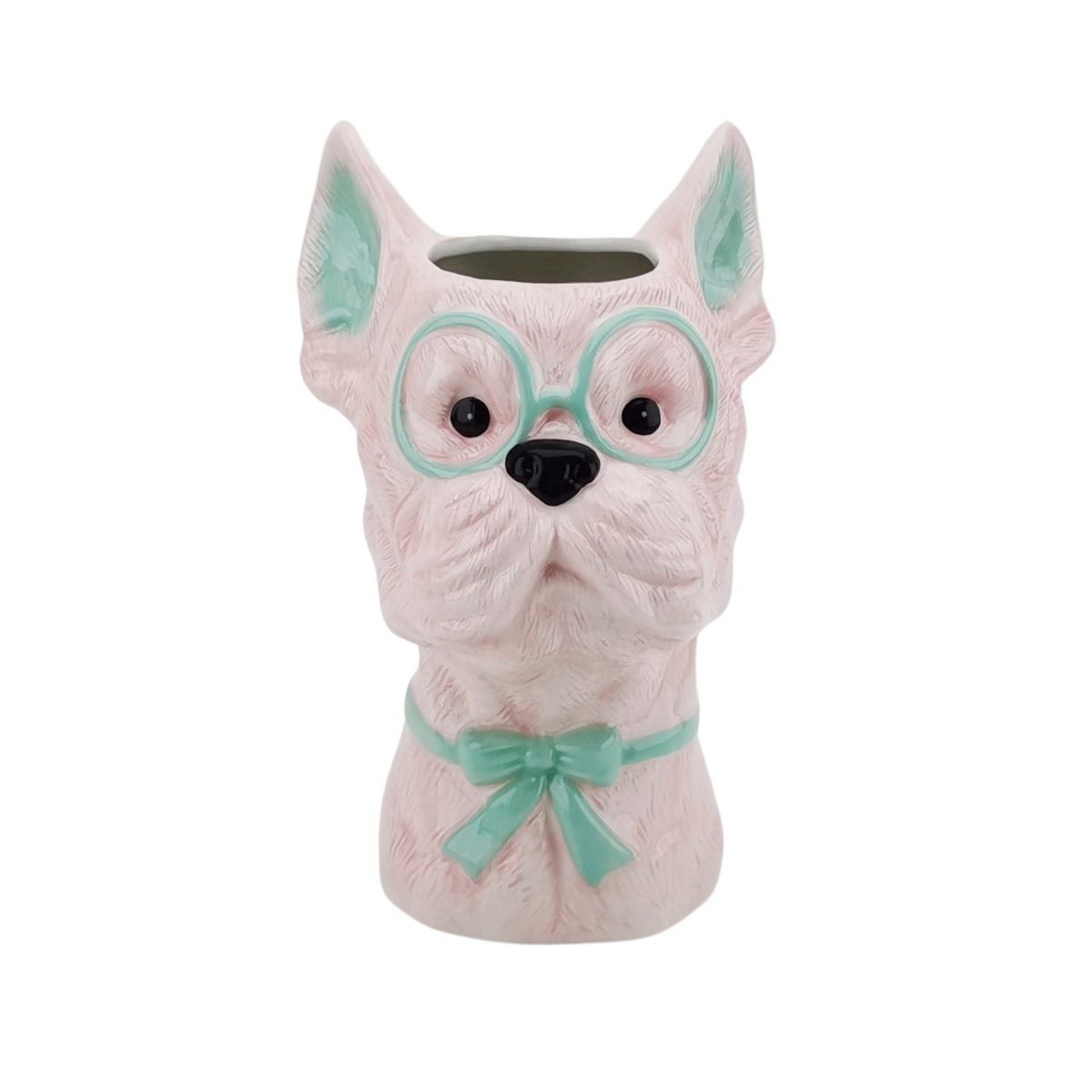 Vaas Hond Roze/Mint 13,5x14,5x23cm