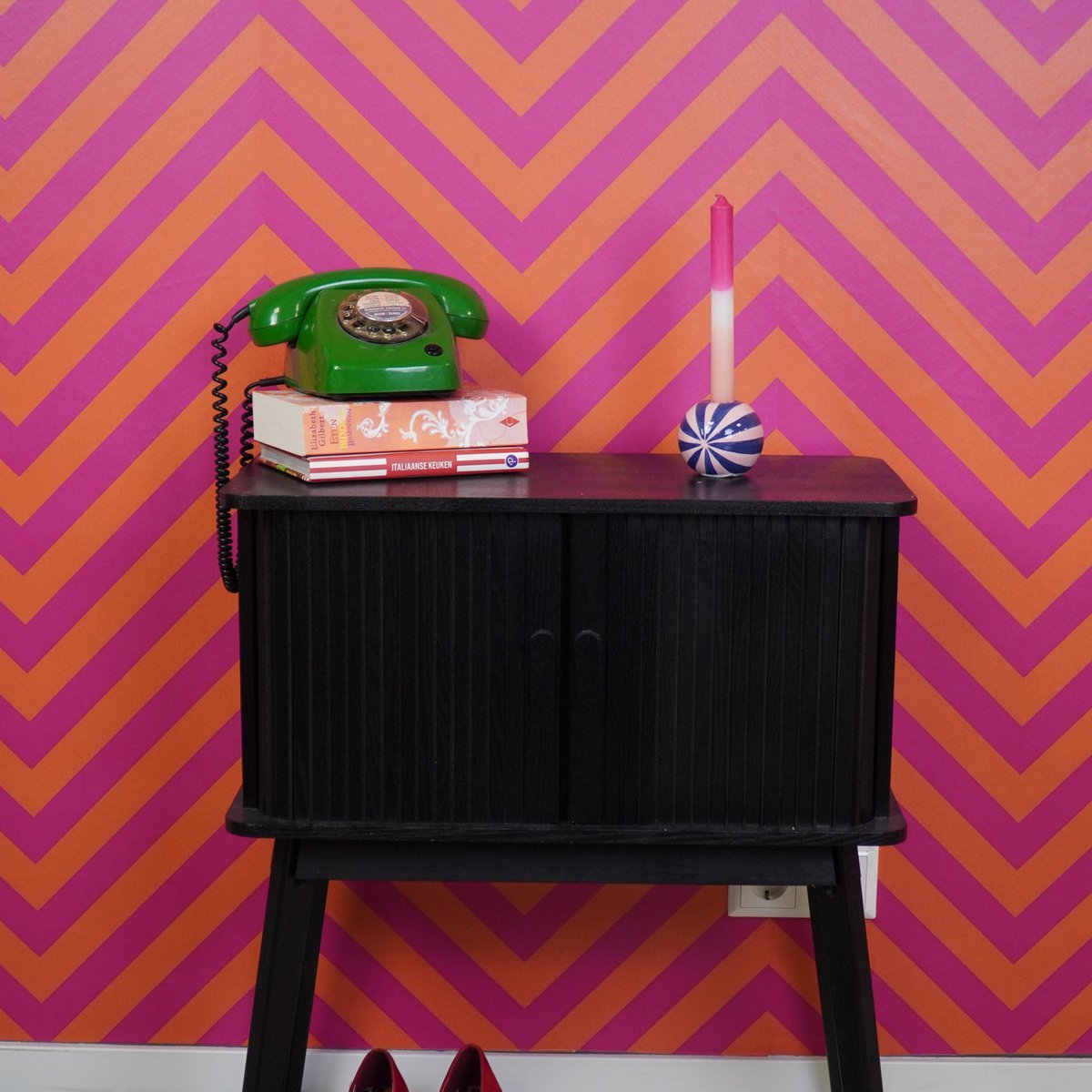 Kandelaar Swirl Roze/Violet 7x7x7cm