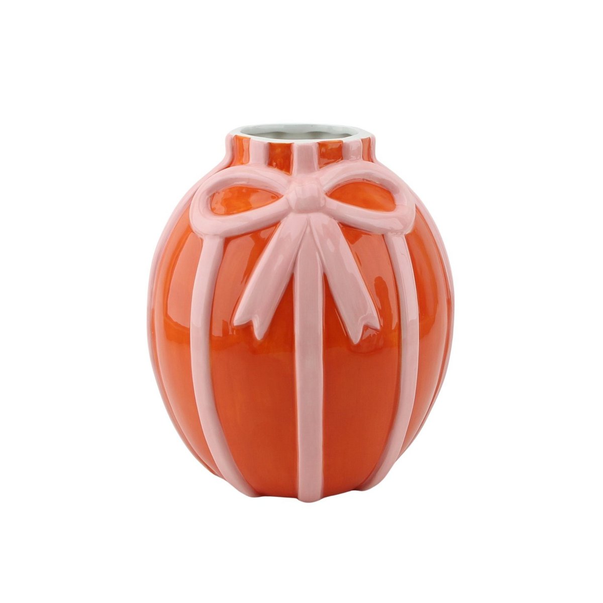 Bloemenvaas met Strik Oranje/Roze 17x17x17,5 cm