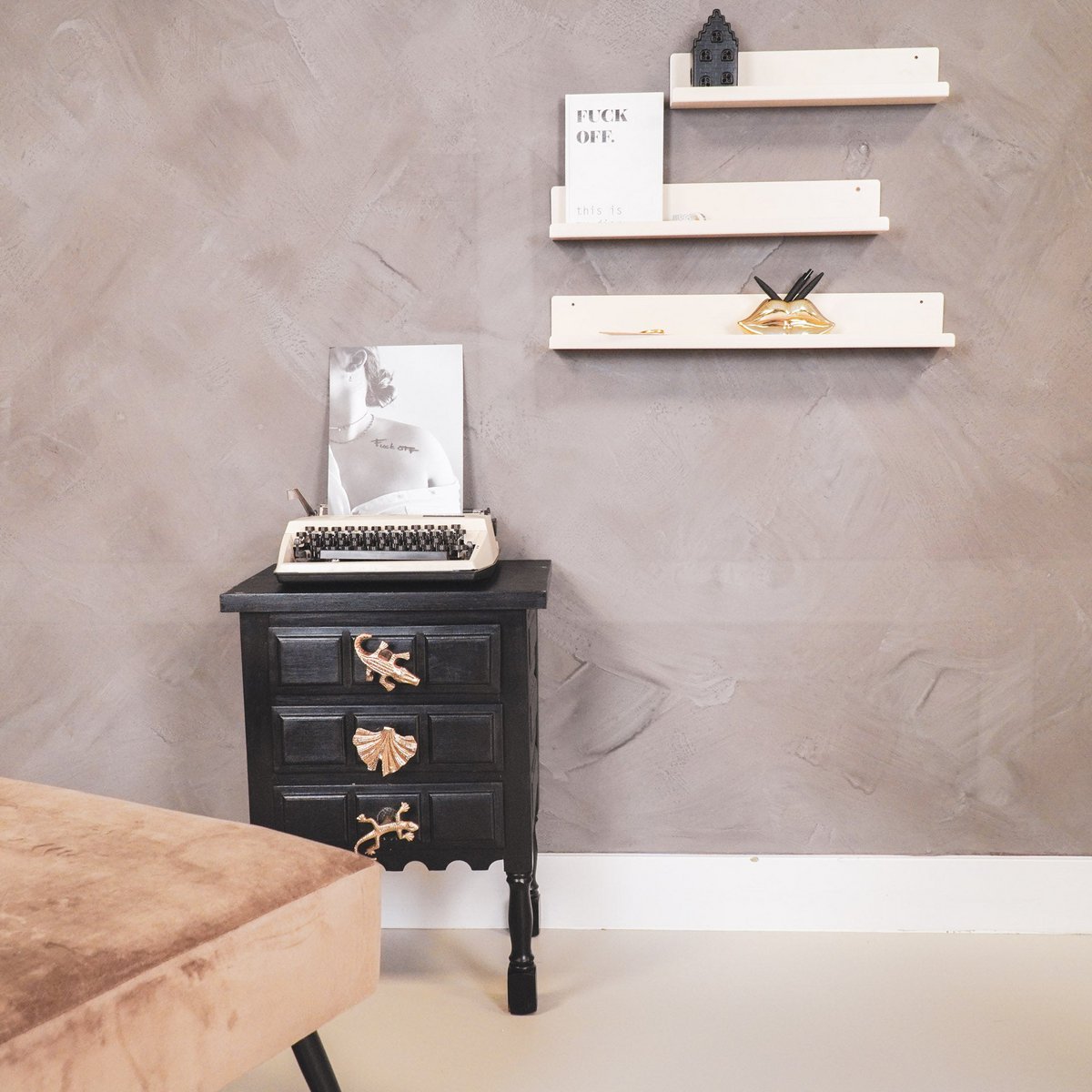 Wandplank Metaal Beige Set van 3 40/50/60cm