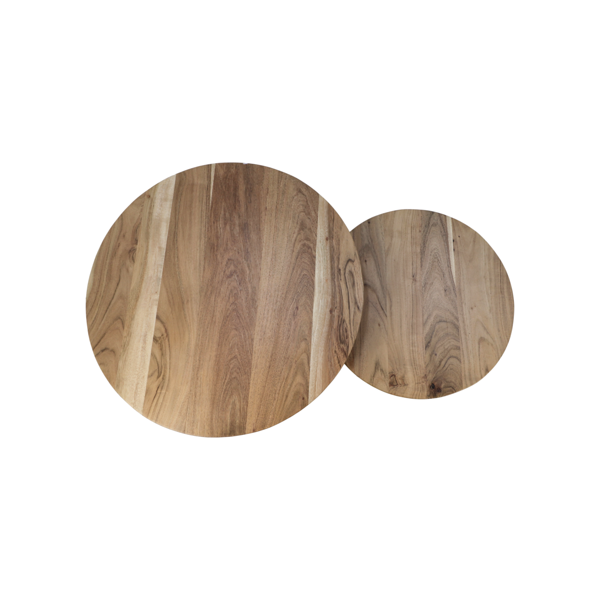 Pilaar bijzettafel Naturel/zwart ø60/ø45 Acacia hout/ijzer Set van 2