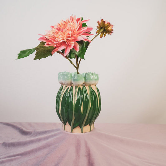 Vaas Tulpen Mint/ Groen14X14X18CM