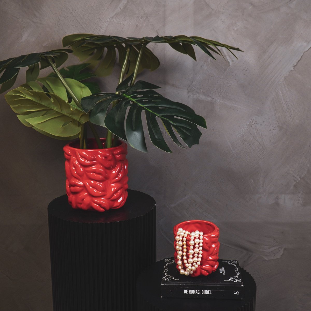 Pot Lippen Keramiek Rood 17,5x17,5x17,5cm