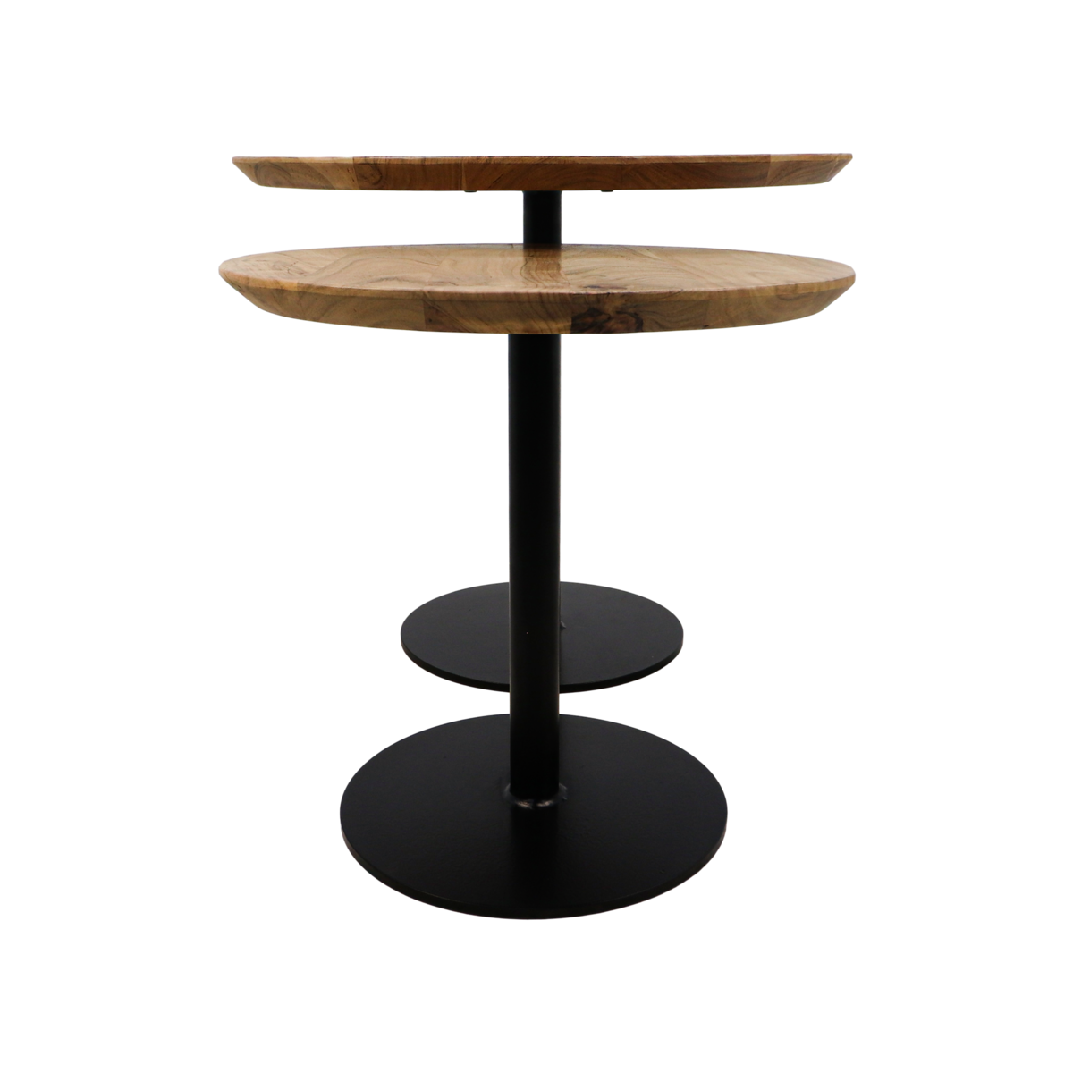 Pilaar bijzettafel Naturel/zwart ø60/ø45 Acacia hout/ijzer Set van 2