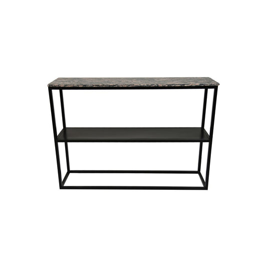 Consoletafel Marseille 120x32x85 bruin/zwart marmer/metaal