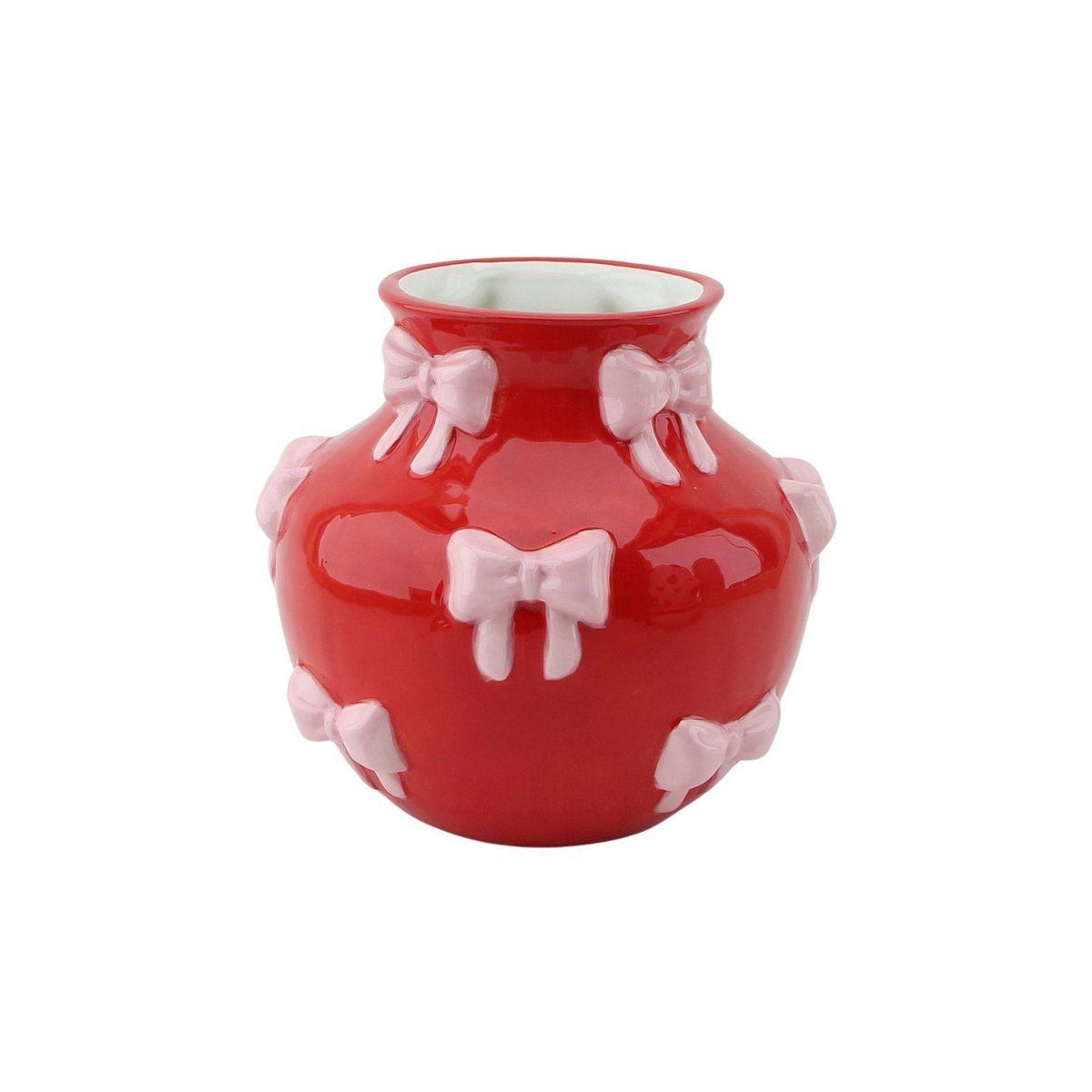 Bloemenvaas Strikjes Rood/Roze 14,5x14,5x13cm