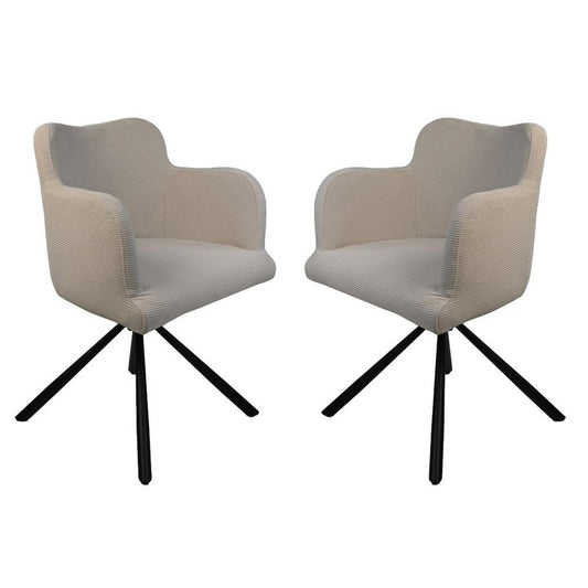 Eetkamerstoel Bella Set van 2 56x60x82 Wit/Zwart Stof/Metaal