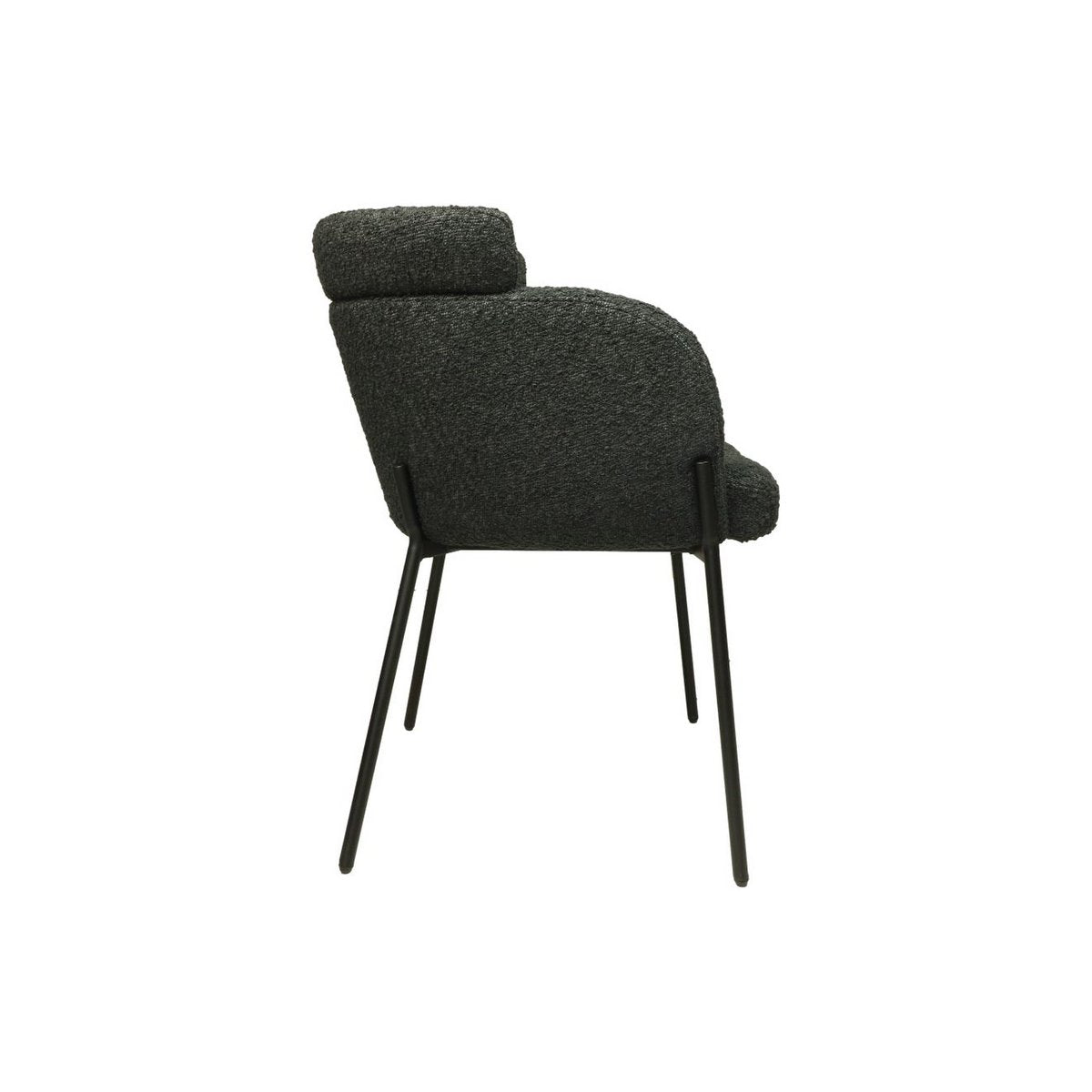 Eetkamerstoel Luca Set van 2 57x60x81 Antraciet/Zwart Teddy/Bouclé/Metaal