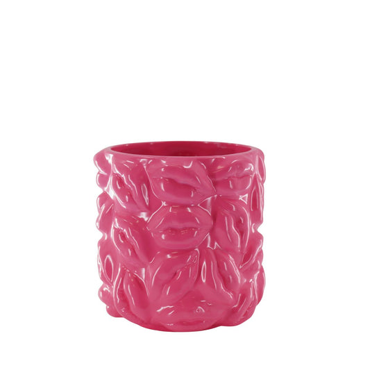 Pot - Kisses - Keramiek - Neon Roze - 17,5x17,5x17,5cm