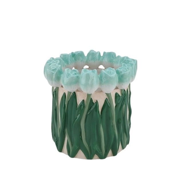 Vaas Tulpen Mint/ Groen 17X17X16 CM