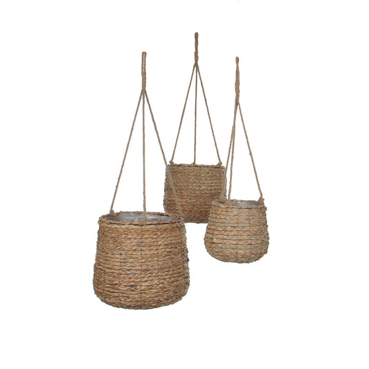 Avalon Hangpot Set van 3 H90 x Ø 30 cm Zeegras Lichtbruin