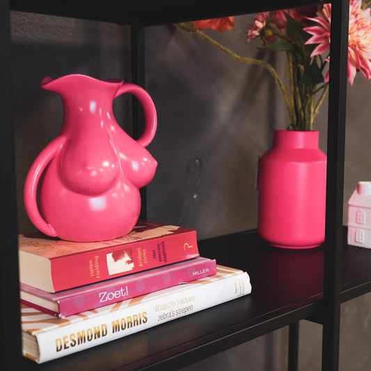 Vaas Borsten Kan Keramiek Neon Roze 6,5x11x18cm